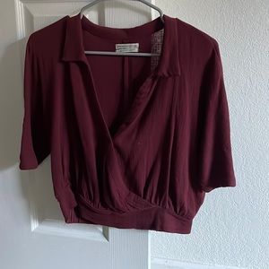 Maroon criss-cross crop!